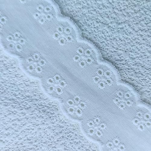 WANYI 3cm Breite Baumwolle Spitzenband Borten und Bänder zum Nähen Meterware Spitzenborte Vintage Dekoband Zierband Spitzenstoff für DIY Nähen Handwerk Dessous Kleid Tischdeko(Weiß) von WANYI