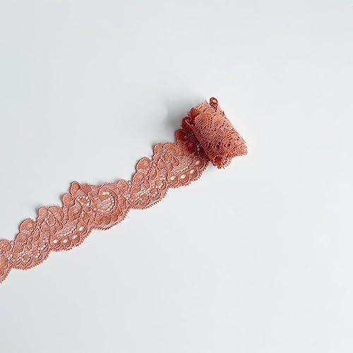 WANYI 4,7cm Breit Spitzenband Spitzenborte Elastizität Spitzenbordüre Borten und Bänder zum Nähen Meterware Vintage Dekoband Spitzenstoff für DIY Nähen Handwerk Kleidung Unterwäsche(Zinnoberrot) von WANYI