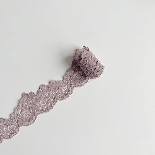 WANYI 4,7cm Breit Spitzenband Spitzenborte Elastizität Spitzenbordüre Borten und Bänder zum Nähen Meterware Vintage Dekoband Spitzenstoff für DIY Nähen Handwerk Kleidung Unterwäsche(Lila) von WANYI