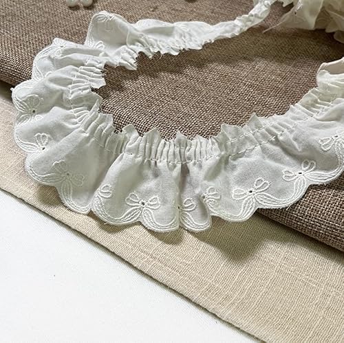 WANYI 4.3CM Breit Spitzenband aus Baumwolle Elegant Spitzenborte Dekoband Häkelband mit Schleifenmuster Spitze zum Nähen für Kleidung Handwerk Vasen Dekoration(Aprikose-1 Yard) von WANYI
