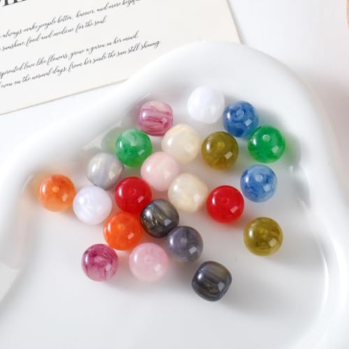 WANYI 40 Stück 12mm Runde Perlen für Armbänder Perlenset Bunt Bastelperlen Edelsteinperlen zum Auffädeln Lose Perlen mit Loch für DIY Schmuckherstellung Armbänder Halsketten（Bunt） von WANYI