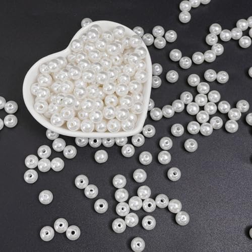 WANYI 400 Stück Weiß Perlen für Armbänder Weiß 8mm ABS Bastelperlen mit Loch Schmuckperlen Kombinierte Perlen Deko für Halskette, Armband, Handykette, Haarschmuck, Gürtel(01) von WANYI