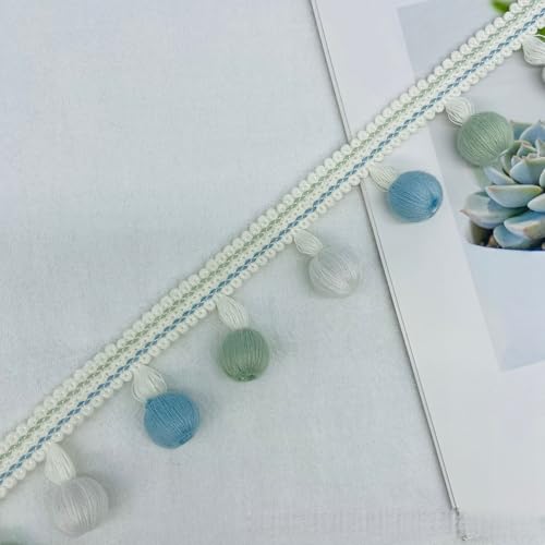 WANYI 4cm Bommelborte Pomponborte Bunt Pom Poms Quaste Borte Borten und Bänder zum Nähen Spitze Bommelband für DIY Handwerk, Vorhänge, Kissen, Heimdekoration(5M) von WANYI