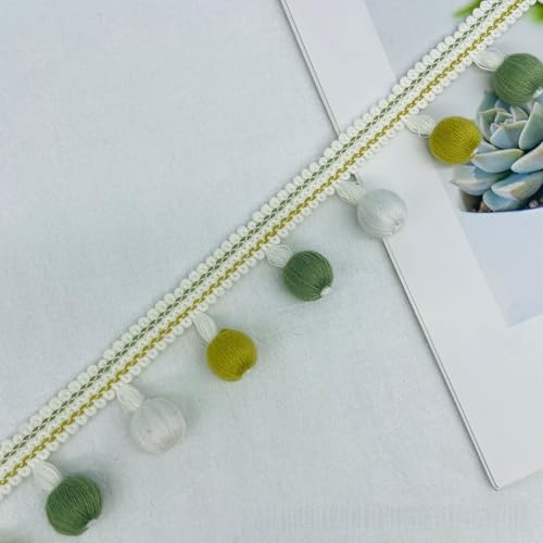 WANYI 4cm Bommelborte Pomponborte Bunt Pom Poms Quaste Borte Borten und Bänder zum Nähen Spitze Bommelband für DIY Handwerk, Vorhänge, Kissen, Heimdekoration(5M) von WANYI