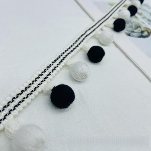 WANYI 4cm Bommelborte Pomponborte Bunt Pom Poms Quaste Borte Borten und Bänder zum Nähen Spitze Bommelband für DIY Handwerk, Vorhänge, Kissen, Heimdekoration(5M) von WANYI