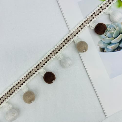 WANYI 4cm Bommelborte Pomponborte Bunt Pom Poms Quaste Borte Borten und Bänder zum Nähen Spitze Bommelband für DIY Handwerk, Vorhänge, Kissen, Heimdekoration(5M) von WANYI