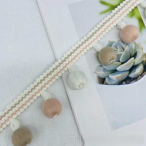 WANYI 4cm Bommelborte Pomponborte Bunt Pom Poms Quaste Borte Borten und Bänder zum Nähen Spitze Bommelband für DIY Handwerk, Vorhänge, Kissen, Heimdekoration(5M) von WANYI