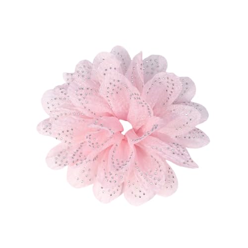 WANYI 5 Stück Ansteckblume Applikationen Patches mit Strass, Organza Brosche Blumen zum Aufnähen Elegant Blumenbrosche für Haarspangen, Haarbänder, Kostüme(Rosa) von WANYI