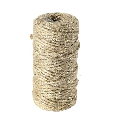 WANYI 5 Stück Jute-Schnur Kordel 100M pro Rolle Juteschnur Bunt Schnur Reißfest Kordelband 2mm Dicke Juteseil für Dekokordel, Geschenkverpackung, Handwerk(Gold braun) von WANYI