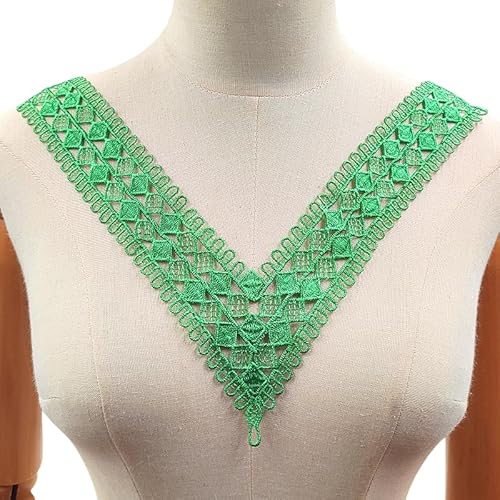 WANYI 5 Stück Spitze Kragen Applikation Spitzenkragen Damen Applique Patch Stickerei Halskragen Vintage Hohle Ausschnitt Einsatzkragen für Nähen DIY Handwerk Kleidung Zubehör（Grün） von WANYI