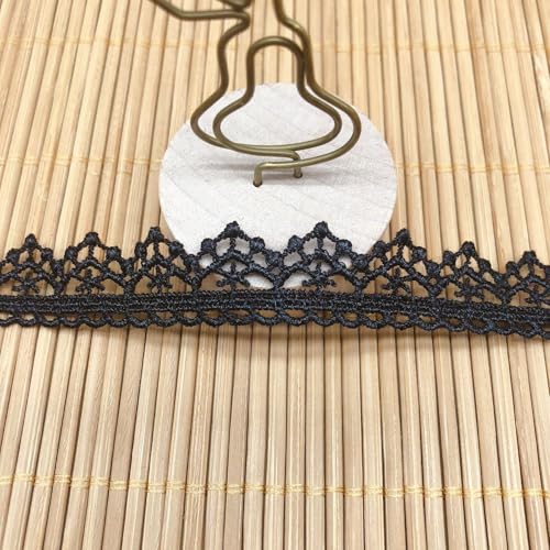 WANYI 5 Yards 1,5CM Spitzenband Borten und Bänder zum Nähen Spitzenborte Vintage Dekoband Zierband Stickerei Spitzenbordüre Schleifenband für Nähen Handwerk Dessous Vorhang Geschenkbox(Schwarz) von WANYI