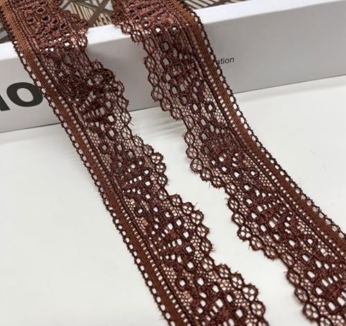 WANYI 5 Yards 3cm Spitzenband Weiß Spitzenborte Elastizität Spitzenstoff Meterware Borten und Bänder zum Nähen Elasthan Spitze Vintage Spitzenbordüre fur DIY Unterwäsche Handwerk Geschenkband(Kaffee) WANYI 5 Yards 3cm Spitzenband Weiß Spitzenborte Elastizität Spitzenstoff Meterware Borten und Bänder zum Nähen Elasthan Spitze Vintage Spitzenbordüre fur DIY Unterwäsche Handwerk Geschenkband(Kaffee) von WANYI