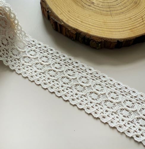 WANYI 5 Yards Elastizität Spitzenbordüre Spitzenband Weiß Spitzenborte 4CM Breit Dekoband Zierband Vintage Häkelspitze Bordüre Stoff für Kleidung, Röcke, Kissen(Hellrosa) von WANYI
