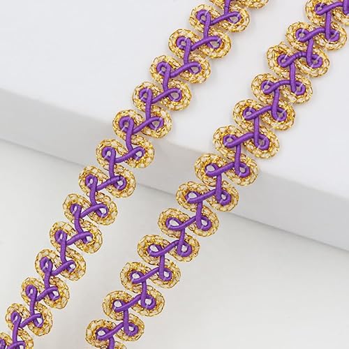 WANYI 5 Yards Metallischer Spitzenband 1.2CM Breit Spitzenborte Zweifarbig Glitzerndes Wellenband Dekoband Spitze Borten und Bänder zum Nähen für DIY Kostüm Kleidung(Dunkelviolett) von WANYI