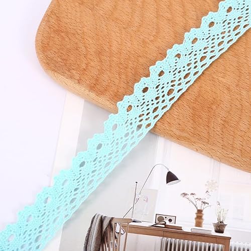 WANYI 5 Yards Spitzenband Spitzenbordüre 2.5CM Breit Baumwollspitze Meterware Spitzenborte Vintage Dekoband Zierband für DIY Handwerk, Kleidungs(Blau) von WANYI