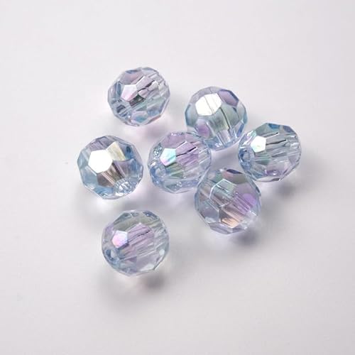WANYI 50 Stück Acryl Perlen für Armbänder, 10mm Breite Acrylperlen Transparente Bastelperlen Bunt Perlen zum Auffädeln Beads for Jewellery Making DIY Schmuckherstellung(Blau) von WANYI