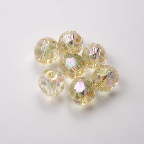WANYI 50 Stück Acryl Perlen für Armbänder, 14mm Breite Acrylperlen Transparente Bastelperlen Bunt Perlen zum Auffädeln Beads for Jewellery Making DIY Schmuckherstellung(Gelb) von WANYI