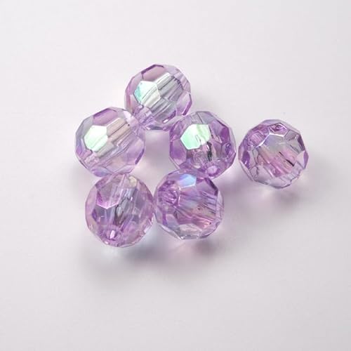 WANYI 50 Stück Acryl Perlen für Armbänder, 8mm Breite Acrylperlen Transparente Bastelperlen Bunt Perlen zum Auffädeln Beads for Jewellery Making DIY Schmuckherstellung(Lila 02) von WANYI