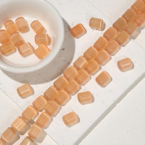 WANYI 50 Stück Perlen zum Auffädeln Erwachsene, 7mmx10mm Kristall Perlen Set mit Loch Schmuckperlen Steinperlen für Herstellung Handykette Armbänder Halsketten(Orange) von WANYI