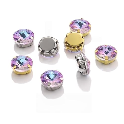 WANYI 50 Stück Strasssteine zum Aufnähen 10mm Glitzersteine zum Basteln Flache Rückseite Rhinestones Glas Klaue für DIY Schmuck Handwerk Kleidung Kostüm Schuhe(Gold) von WANYI