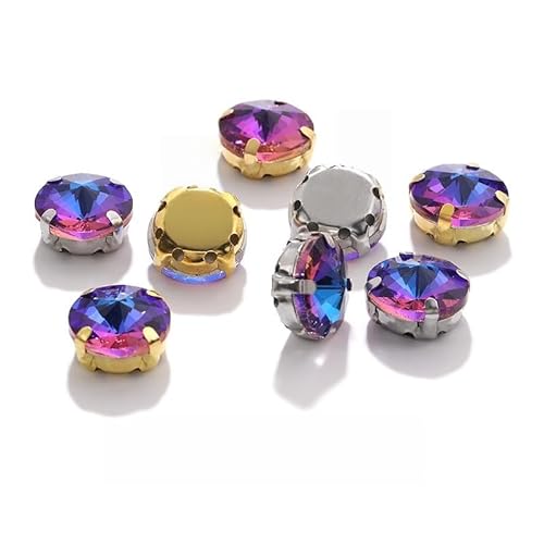 WANYI 50 Stück Strasssteine zum Aufnähen 10mm Glitzersteine zum Basteln Flache Rückseite Rhinestones Glas Klaue für DIY Schmuck Handwerk Kleidung Kostüm Schuhe(Gold) von WANYI