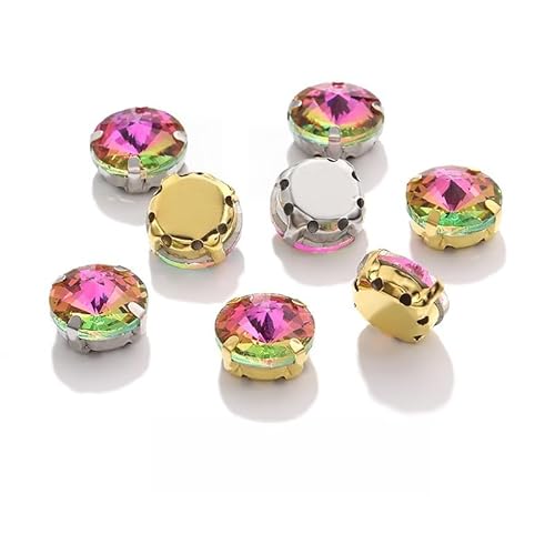 WANYI 50 Stück Strasssteine zum Aufnähen 10mm Glitzersteine zum Basteln Flache Rückseite Rhinestones Glas Klaue für DIY Schmuck Handwerk Kleidung Kostüm Schuhe(Gold) von WANYI