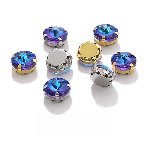 WANYI 50 Stück Strasssteine zum Aufnähen 12mm Glitzersteine zum Basteln Flache Rückseite Rhinestones Glas Klaue für DIY Schmuck Handwerk Kleidung Kostüm Schuhe(Gold) von WANYI
