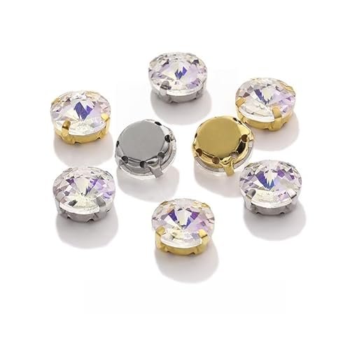 WANYI 50 Stück Strasssteine zum Aufnähen 12mm Glitzersteine zum Basteln Flache Rückseite Rhinestones Glas Klaue für DIY Schmuck Handwerk Kleidung Kostüm Schuhe(Weiß K) von WANYI