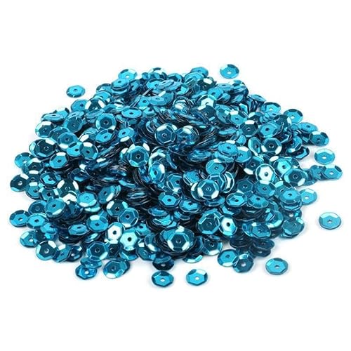 WANYI 500g Glitzer Pailletten 6mm Pailletten zum Basteln Lose Pailetten mit Loch Set Sequins für Glitzer Deko DIY Kleidung Haarschmuck Herstellung(Y-Seeblau) von WANYI