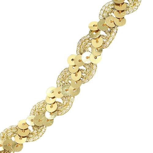 WANYI 5M Pailletten Spitzenband 1.5CM Breit Spitzenborte Rüschenband Glitzer Spitze Meterware Geschenkband für Hüte, Kostüme, Performance Kleidung von WANYI