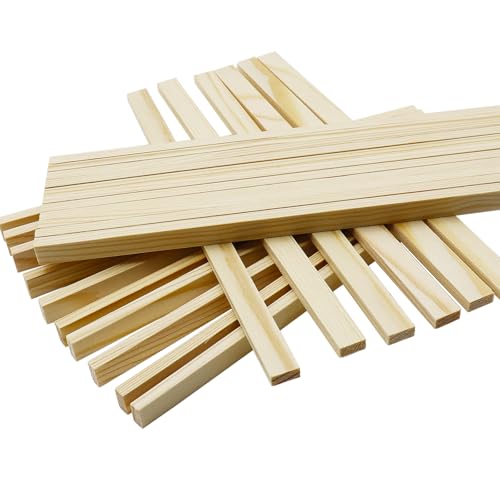 WANYI 60 Stück Holzklötzchen Klötzchen zum Basteln Quadratisch Bastelklötzchen Holz 200x10x5mm Kiefernholz Holzleisten Holzbausteine Bausteine Holz für DIY Handwerk Deko und Modellbau Schnitzen von WANYI