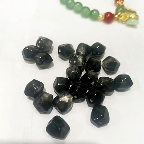 WANYI 60 Stück Perlen für Armbänder 10mm Breite Perlen zum Auffädeln Bastelperlen Farbverlauf Schmuckperlen Rhomben Katzenaugen Lose Perlen mit Loch für DIY Schmuck Halskette Handykette（Schwarz） von WANYI