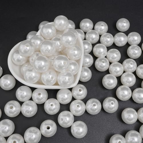 WANYI 60 Stück Weiß Perlen für Armbänder Weiß 16mm ABS Bastelperlen mit Loch Schmuckperlen Kombinierte Perlen Deko für Halskette, Armband, Handykette, Haarschmuck, Gürtel(01) von WANYI