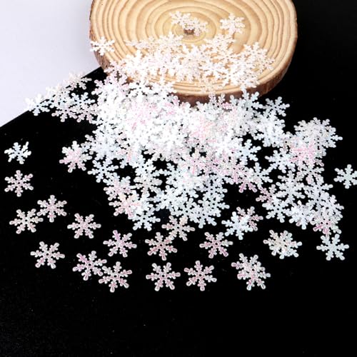 WANYI 600 Stück Schneeflocken Deko Glitzer Konfetti Streudeko Tischdeko Kleine Schneeflocke für Hochzeit Geburtstags Weihnachten Deko(weiß*300 Stk-1.5cm+weiß*300 Stk-2cm) von WANYI