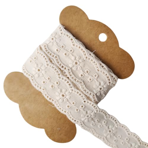 WANYI 6CM Breit Spitzenband aus Baumwolle Stickerei Spitzenborte Spitzenstoff Spitze Borten und Bänder zum Nähen Spitzenbordüre für DIY Nähen, Schleifen Geschenkband(Weiß-1 Yard) von WANYI