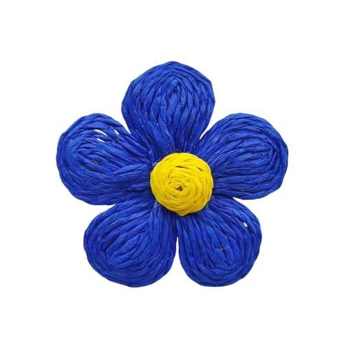 WANYI 8 Stück Blumen Patches Applique Blume Applikationen mit Raffia Geflochten Blumen Deko Haarblumen Kleidung Zubehör für DIY Basteln Hüte Schuhe Ohrringe Accessoires(Blau 01) von WANYI