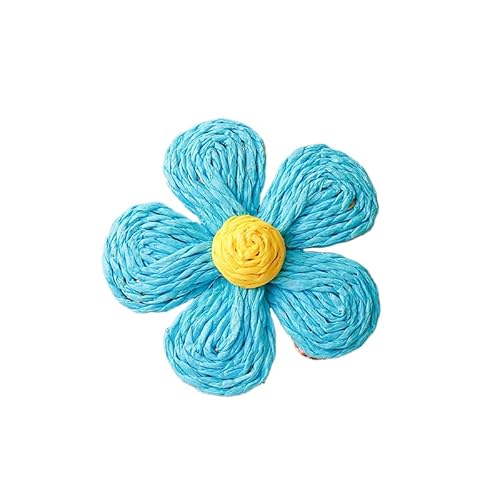 WANYI 8 Stück Blumen Patches Applique Blume Applikationen mit Raffia Geflochten Blumen Deko Haarblumen Kleidung Zubehör für DIY Basteln Hüte Schuhe Ohrringe Accessoires(Blau 02) von WANYI