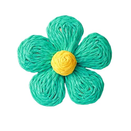 WANYI 8 Stück Blumen Patches Applique Blume Applikationen mit Raffia Geflochten Blumen Deko Haarblumen Kleidung Zubehör für DIY Basteln Hüte Schuhe Ohrringe Accessoires(Blaugrün) von WANYI