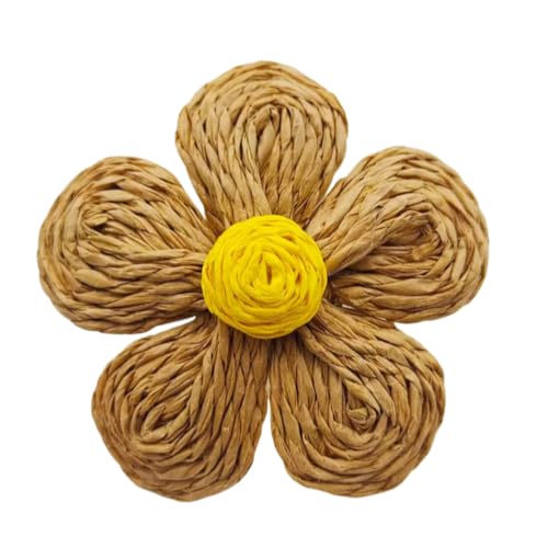 WANYI 8 Stück Blumen Patches Applique Blume Applikationen mit Raffia Geflochten Blumen Deko Haarblumen Kleidung Zubehör für DIY Basteln Hüte Schuhe Ohrringe Accessoires(Braun) von WANYI