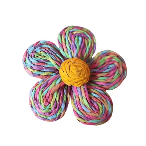 WANYI 8 Stück Blumen Patches Applique Blume Applikationen mit Raffia Geflochten Blumen Deko Haarblumen Kleidung Zubehör für DIY Basteln Hüte Schuhe Ohrringe Accessoires(Bunt 02) von WANYI