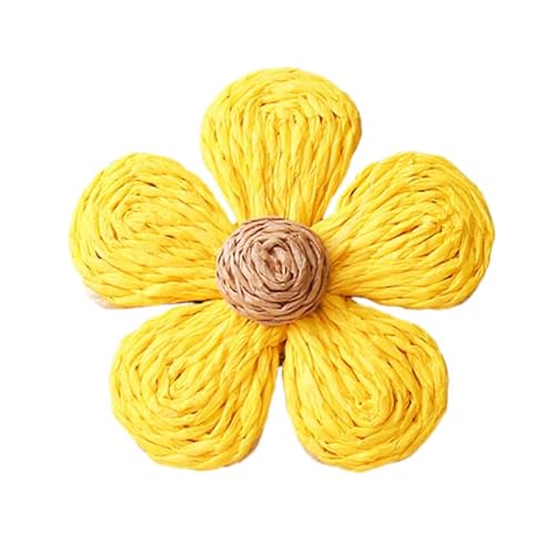 WANYI 8 Stück Blumen Patches Applique Blume Applikationen mit Raffia Geflochten Blumen Deko Haarblumen Kleidung Zubehör für DIY Basteln Hüte Schuhe Ohrringe Accessoires(Gelb) von WANYI