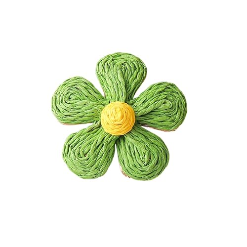 WANYI 8 Stück Blumen Patches Applique Blume Applikationen mit Raffia Geflochten Blumen Deko Haarblumen Kleidung Zubehör für DIY Basteln Hüte Schuhe Ohrringe Accessoires(Grün) von WANYI
