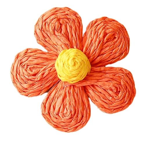 WANYI 8 Stück Blumen Patches Applique Blume Applikationen mit Raffia Geflochten Blumen Deko Haarblumen Kleidung Zubehör für DIY Basteln Hüte Schuhe Ohrringe Accessoires(Orange) von WANYI