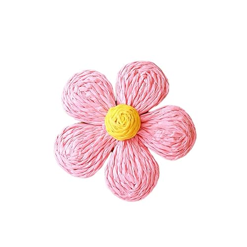 WANYI 8 Stück Blumen Patches Applique Blume Applikationen mit Raffia Geflochten Blumen Deko Haarblumen Kleidung Zubehör für DIY Basteln Hüte Schuhe Ohrringe Accessoires(Rosa) von WANYI