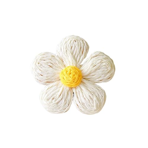 WANYI 8 Stück Blumen Patches Applique Blume Applikationen mit Raffia Geflochten Blumen Deko Haarblumen Kleidung Zubehör für DIY Basteln Hüte Schuhe Ohrringe Accessoires(Weiß) von WANYI