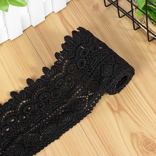 WANYI 9cm Breit Spitzenband aus Baumwolle Spitze Borten und Bänder zum Nähen Stickerei Dekoband Spitzenborte Vintage Spitzenbordüre Bordüre Stoff für Unterwäsche Vorhänge Geschenkband(Schwarz-2 Yards) WANYI 9cm Breit Spitzenband aus Baumwolle Spitze Borten und Bänder zum Nähen Stickerei Dekoband Spitzenborte Vintage Spitzenbordüre Bordüre Stoff für Unterwäsche Vorhänge Geschenkband(Schwarz-2 Yards) von WANYI