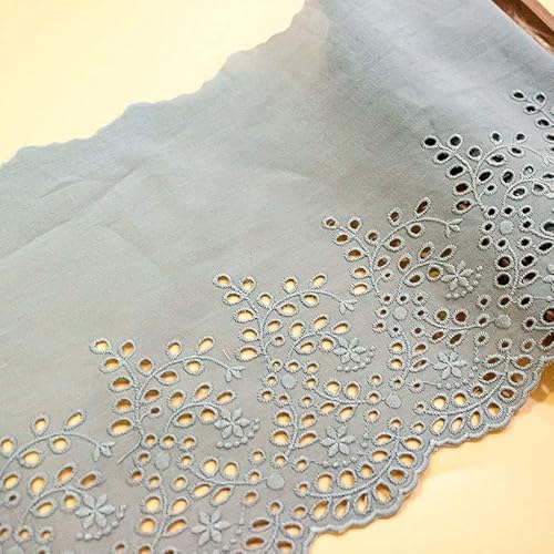 WANYI Baumwolle Spitzenband Spitzenborte Stickerei Vintage Spitze 19cm Breite Hohle Dekoband Zierband Borten und Bänder zum Nähen für DIY Handwerk Kleidung(Grau) von WANYI