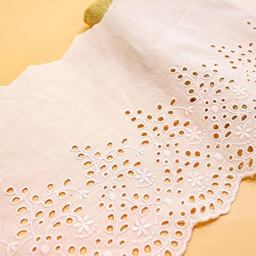 WANYI Baumwolle Spitzenband Spitzenborte Stickerei Vintage Spitze 19cm Breite Hohle Dekoband Zierband Borten und Bänder zum Nähen für DIY Handwerk Kleidung(Rosa) von WANYI
