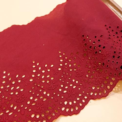 WANYI Baumwolle Spitzenband Spitzenborte Stickerei Vintage Spitze 19cm Breite Hohle Dekoband Zierband Borten und Bänder zum Nähen für DIY Handwerk Kleidung(Rot) von WANYI