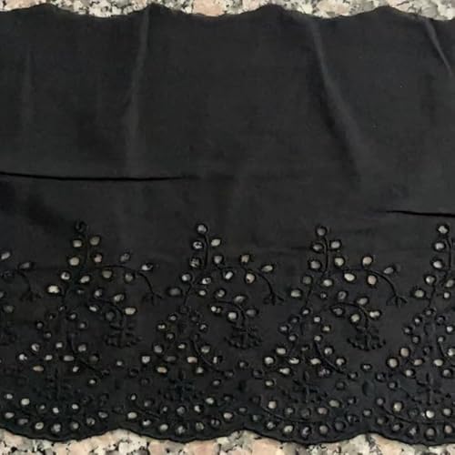 WANYI Baumwolle Spitzenband Spitzenborte Stickerei Vintage Spitze 19cm Breite Hohle Dekoband Zierband Borten und Bänder zum Nähen für DIY Handwerk Kleidung(Schwarz) von WANYI